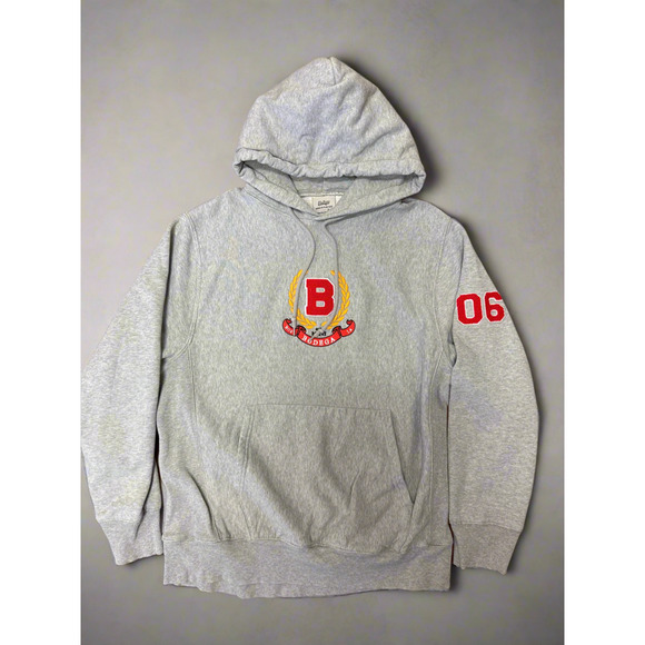 Bodega Collegiate Crest Hoodie Grey Size L - Picture 1 of 5